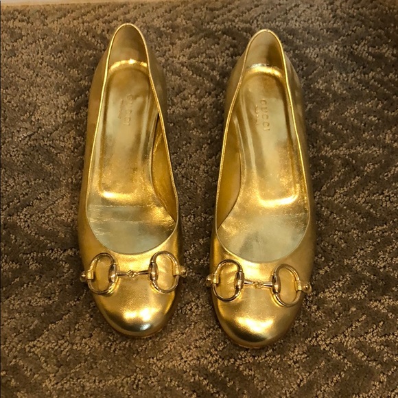 gucci gold flats
